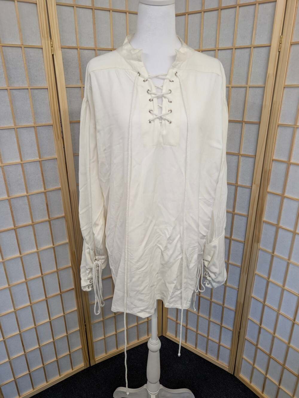 Unisex Pirate Dressing white laced billowing top S/M renfaire costume steampunk